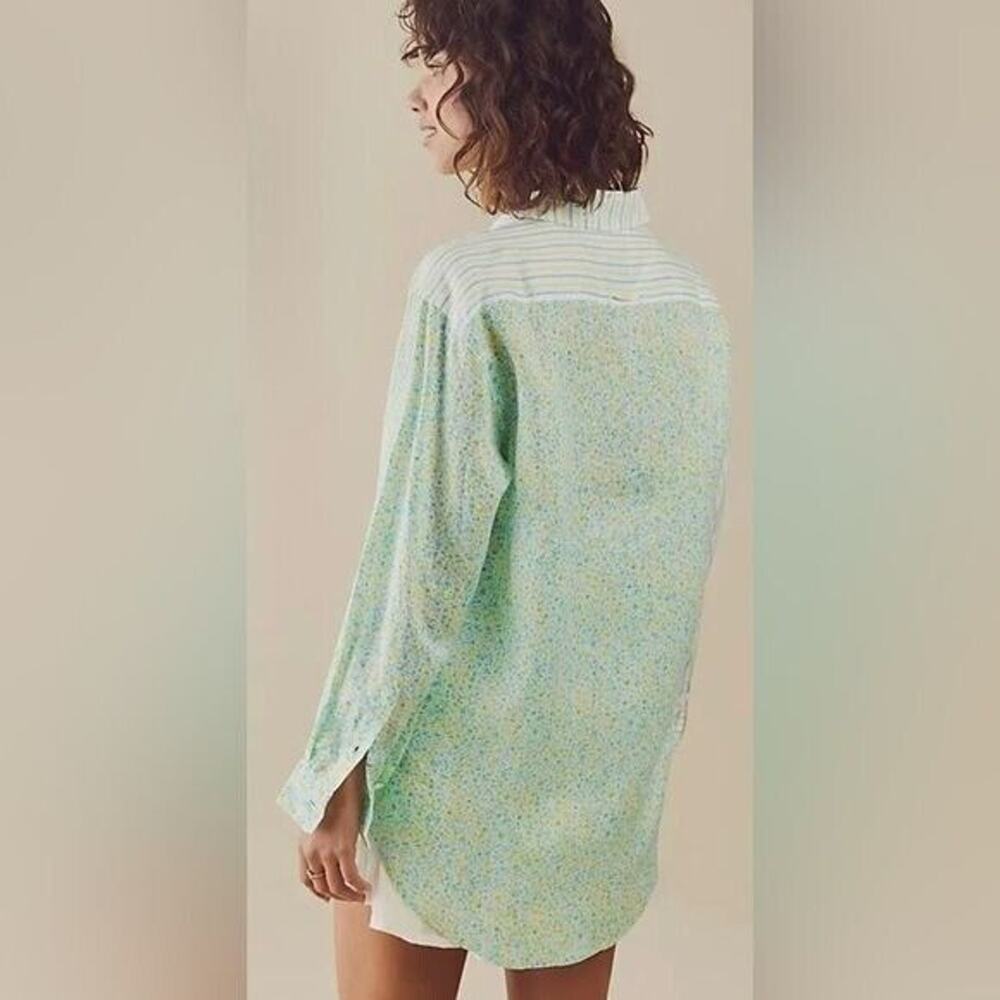 Free People Button Down Shirt Solid & Striped Lar… - image 2